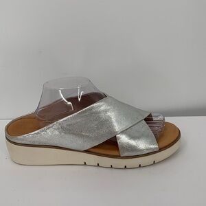 Corso Como Bilanka criss cross wedge platform slide mule shoe metallic women 12